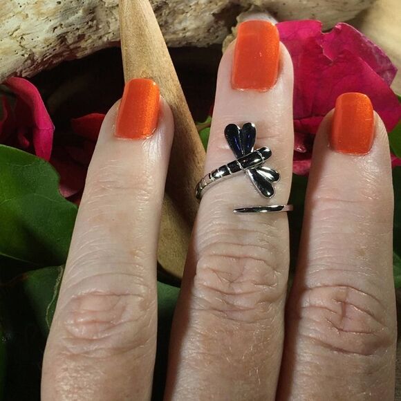 Dragonfly Sterling Silver Wrap Ring Sizes 7,10,11 - Picture 2 of 6